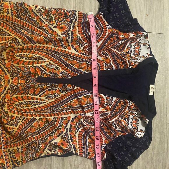Anthropologie Tiny 3/4 sleeve multicolored v neck blouse size small - Picture 7 of 9